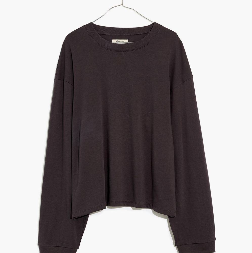 Madewell supima cotton essential long-sleeve tee xxs grey gray top